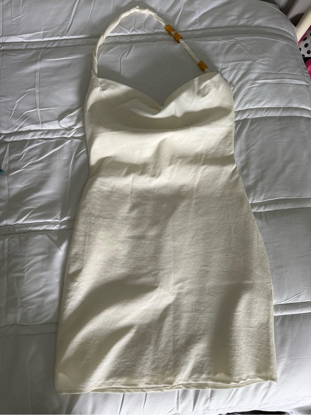 Zara White/Creme Halter-Strap Mini Dress